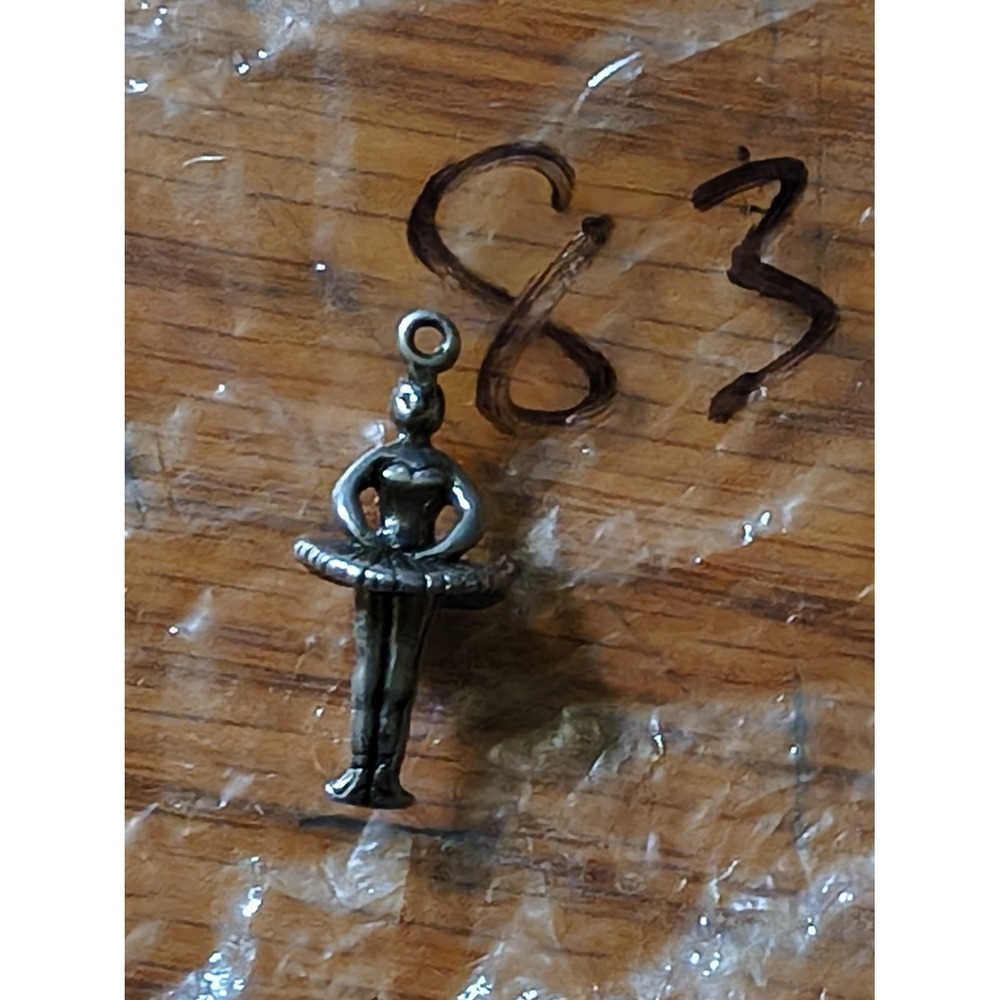 Vintage 925 Silver Ballerina Charm Pendant 3D Dancer Aged Patina Finish